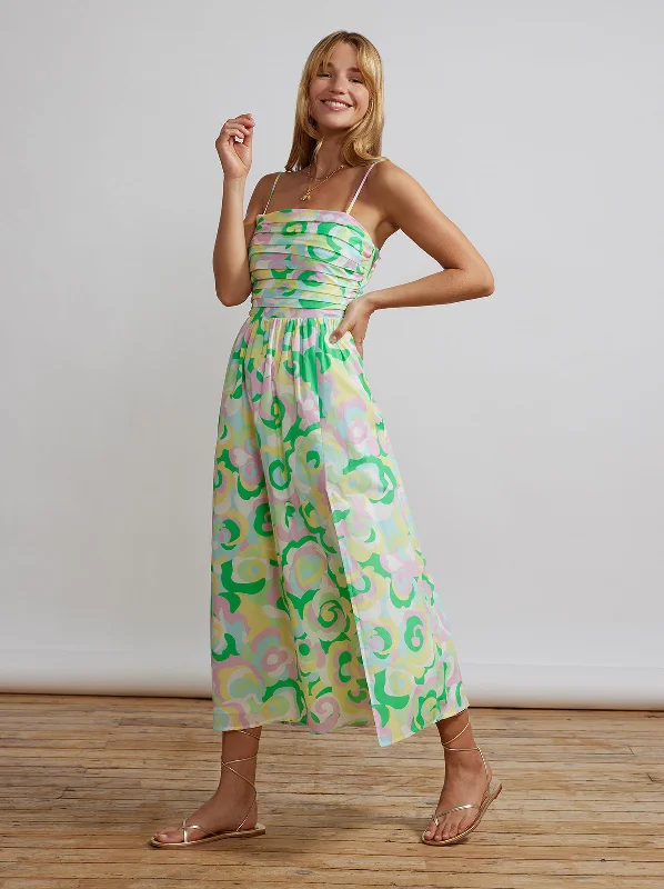 Super Deal Genevieve Multi Floral Swirl Midi Dress