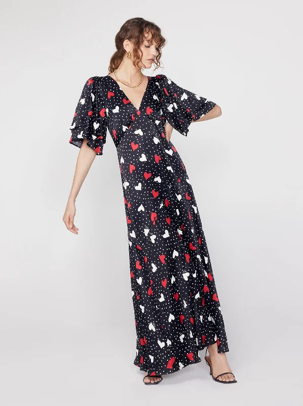 Quick Sale Tallulah Red Heart Print Maxi Dress