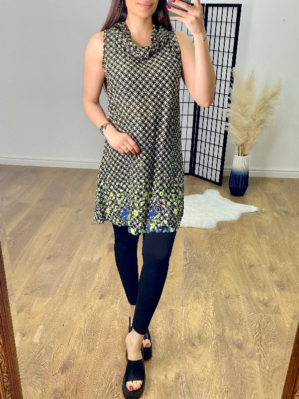Online Only Zaylee Ring Button Cowl Neck Dress