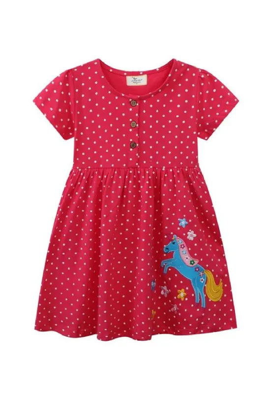 Closeout Sale Girls Dresses Short Sleeve Dots Party Children's Clothes Toddler Frocks Costume