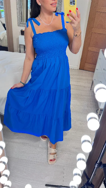 Great Bargains Leonardo Plain Shirred Tiered Hem Maxi Dress