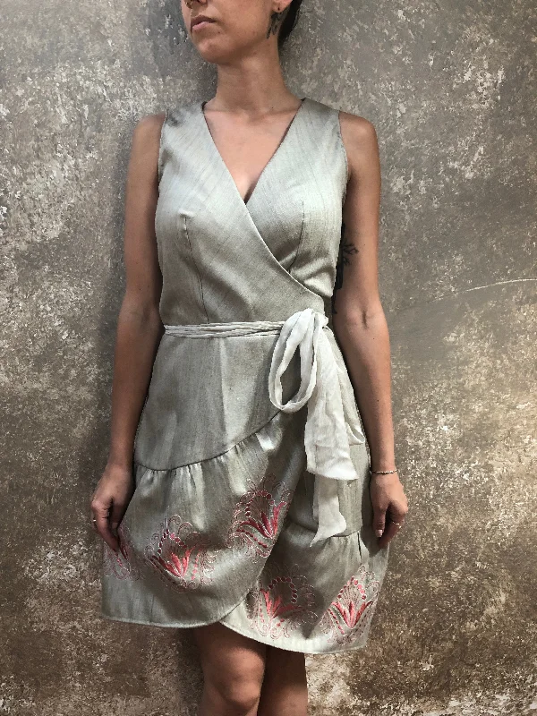 Year-End Sale Bianca Rachele Silk Wrap Mini Dress