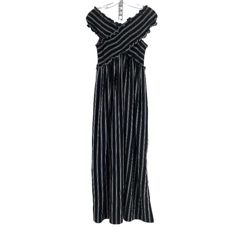 Limited Stock Fab'rik Black Striped Women's Bustier Long Sheath Dress Cotton Polyester L New