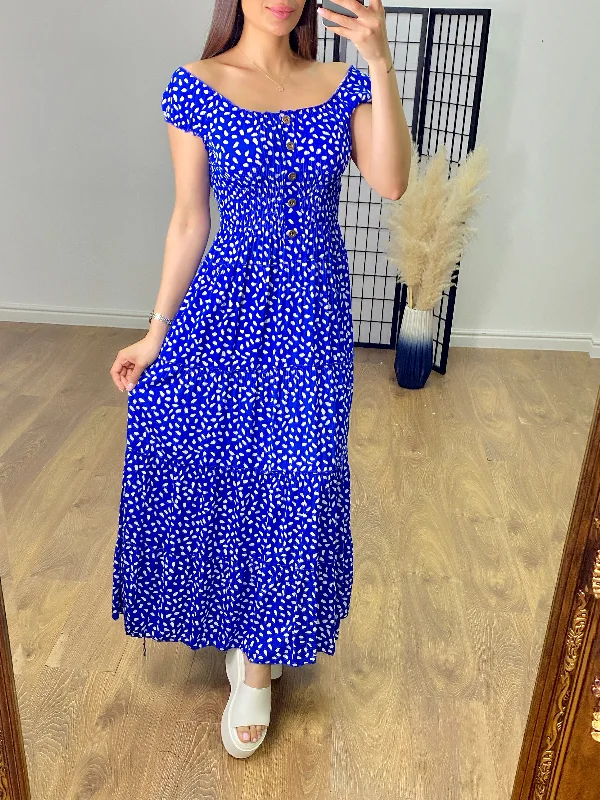 Massive Deals Portofino Pebble Print Ruched Detail Maxi Dress