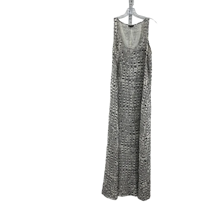 New Markdowns Theory White Black Geo Print Women's Silk Shift Dress Size 12 Long Preowned New Markdowns Theory White Black Geo Print Women's Silk Shift Dress Size 12 Long Preowned