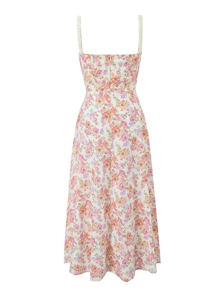 Low Prices Women Summer Sweet Floral Zipper Fly Midi Dress Sexy Slim Backless Cute Square Collar Chic Split Tank Dresses Low Prices Women Summer Sweet Floral Zipper Fly Midi Dress Sexy Slim Backless Cute Square Collar Chic Split Tank Dresses