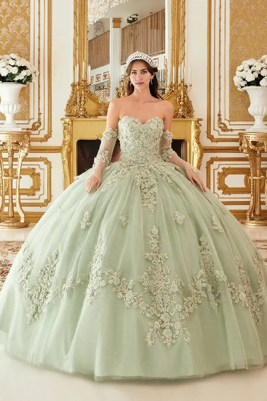 One-DAY Sale Layered Floral Ball Gown Quinceanera Dress Evening Gown Luxurious Dress Valentine's Day Quinceanera Chapel Train Short Sleeve Off Shoulder with Appliques