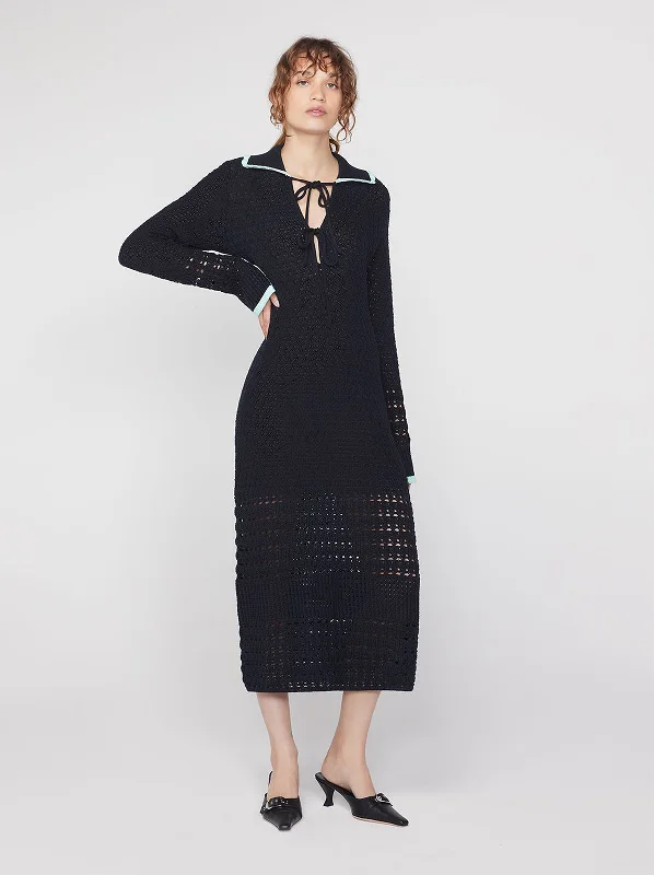 Deep Discounts Delilah Black Crochet Knit Dress
