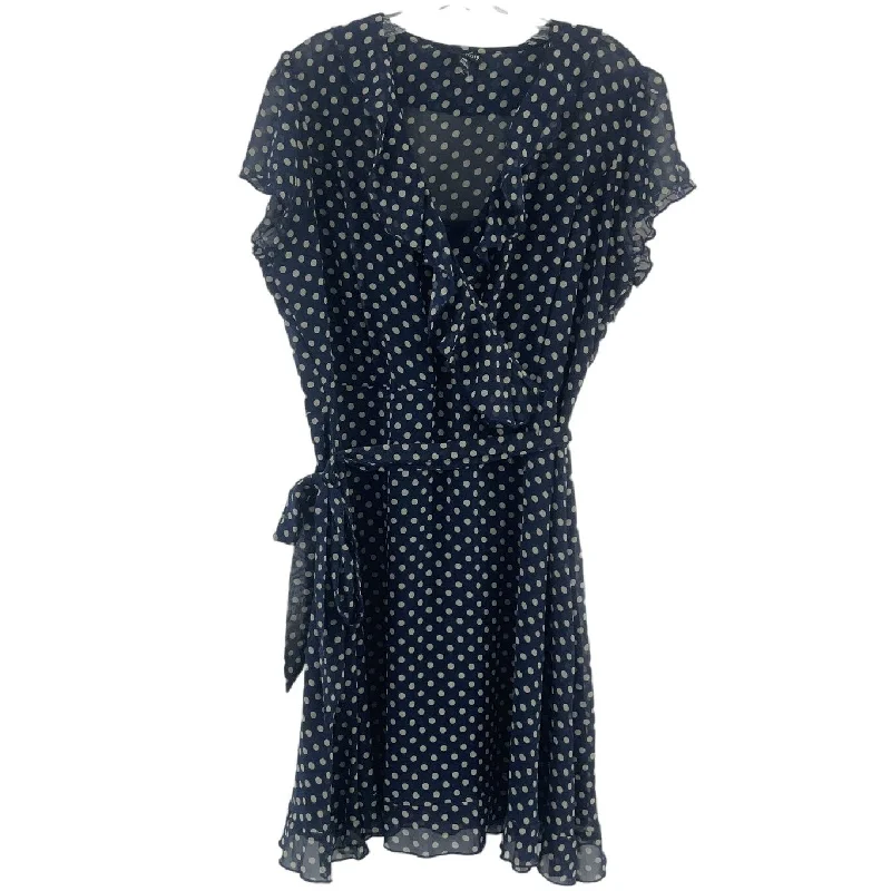 Anniversary Sale Voir Voir Petite Navy Polka Dot Ruffled Wrap Dress Women’s Size 12 NWT