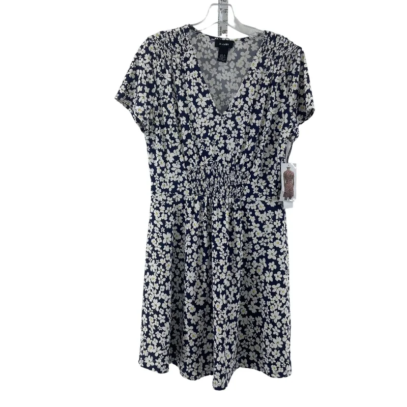 Crazy Deals B.Calm Blue White Women's Floral Daisy Midi Blouson Dress L - NWT