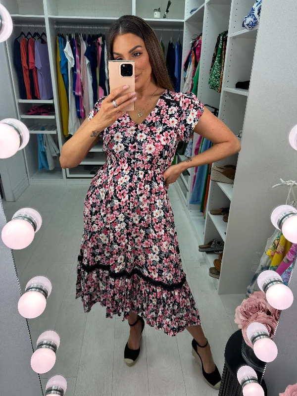 Bonus Savings Colmar Floral Lace Detail Midi Dress