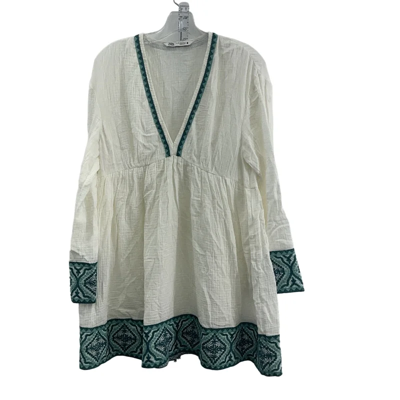 Great Deals Zara Women's Bohemian White A-Line Cotton Dress XS Preowned