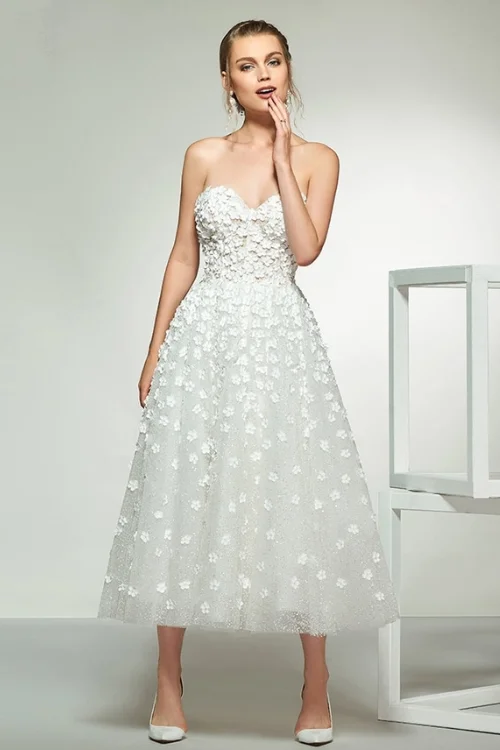 Clearance Items elegant ivory sweetheart neck appliques lace wedding dress tea length simple bridal gowns a line wedding dresses Clearance Items elegant ivory sweetheart neck appliques lace wedding dress tea length simple bridal gowns a line wedding dresses