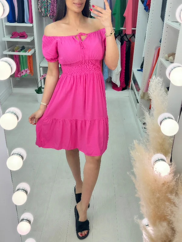 Price Smash Dita Bardot Style Tie Neck Dress