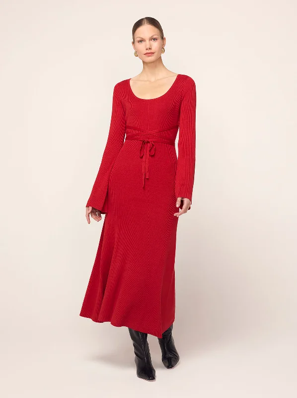 Best Deals Darryl Red Ribbed Knit Dress