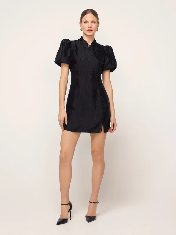 Super Bargain Philippa Black Moire Mini Dress