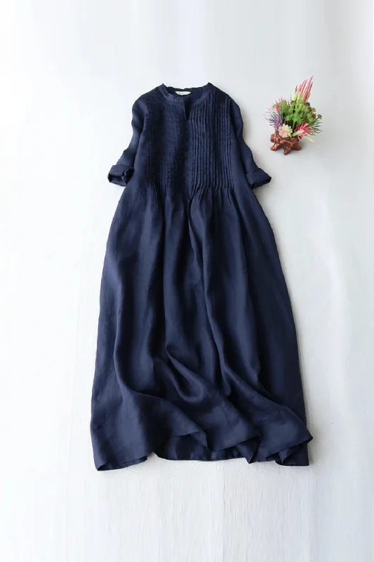 Special Discount Summer Cotton Linen Dress Women Thin Pleated Flowy Three Quarter Sleeve Dresses Loose Pockets Long Special Discount Summer Cotton Linen Dress Women Thin Pleated Flowy Three Quarter Sleeve Dresses Loose Pockets Long