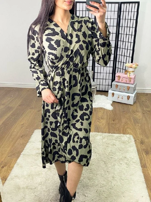 Bargain Prices Anastasia Leopard Print Ruffle Detail Dress
