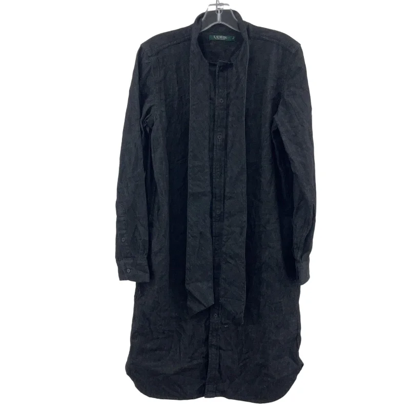 Super Sale Lauren Black Almozino Tie Shirt Dress Womens Size 6 Preowned