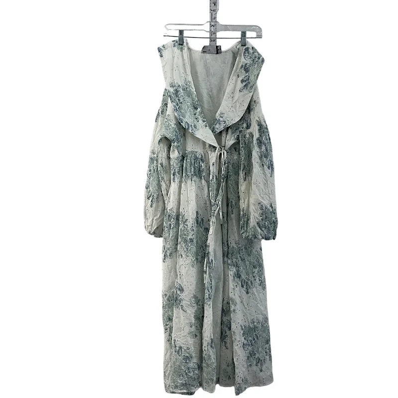 Online Only ASOS Cream Printed Eyelet Long Wrap Dress Women's Size 8
