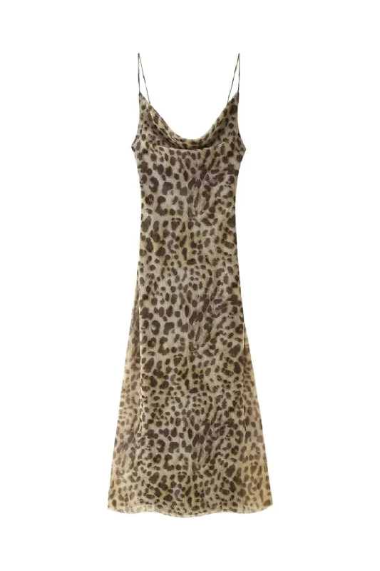 Price Rollback Women Leopard Spaghetti Strap Mesh Midi Dress Female Chic Summer Casual Sling Price Rollback Women Leopard Spaghetti Strap Mesh Midi Dress Female Chic Summer Casual Sling