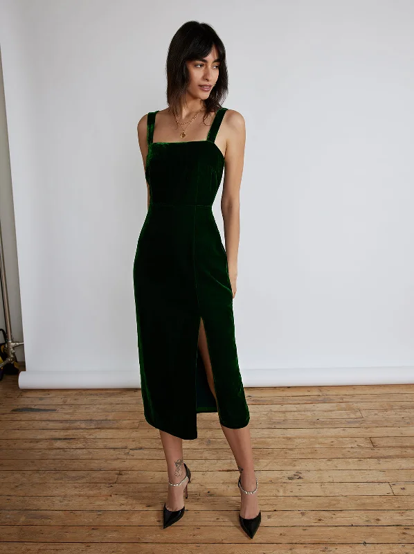 Amazing Deals Mara Green Velvet Dress