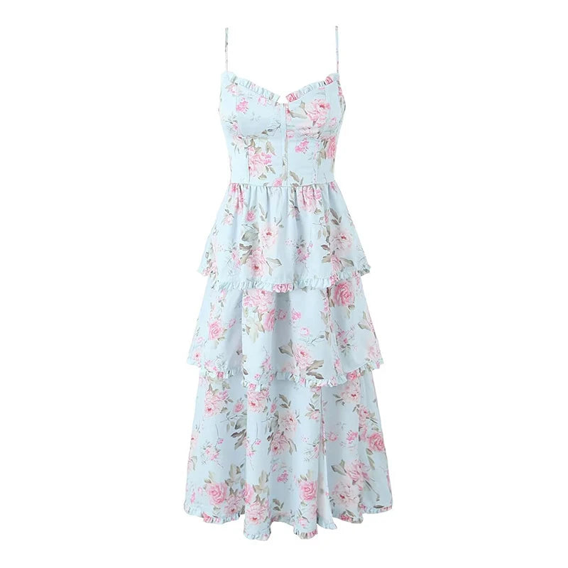 Take Advantage Floral Layered Spaghetti Strap Dress Women Sexy Elegant Party Dresses Chic Slit Hem Female Summer Take Advantage Floral Layered Spaghetti Strap Dress Women Sexy Elegant Party Dresses Chic Slit Hem Female Summer