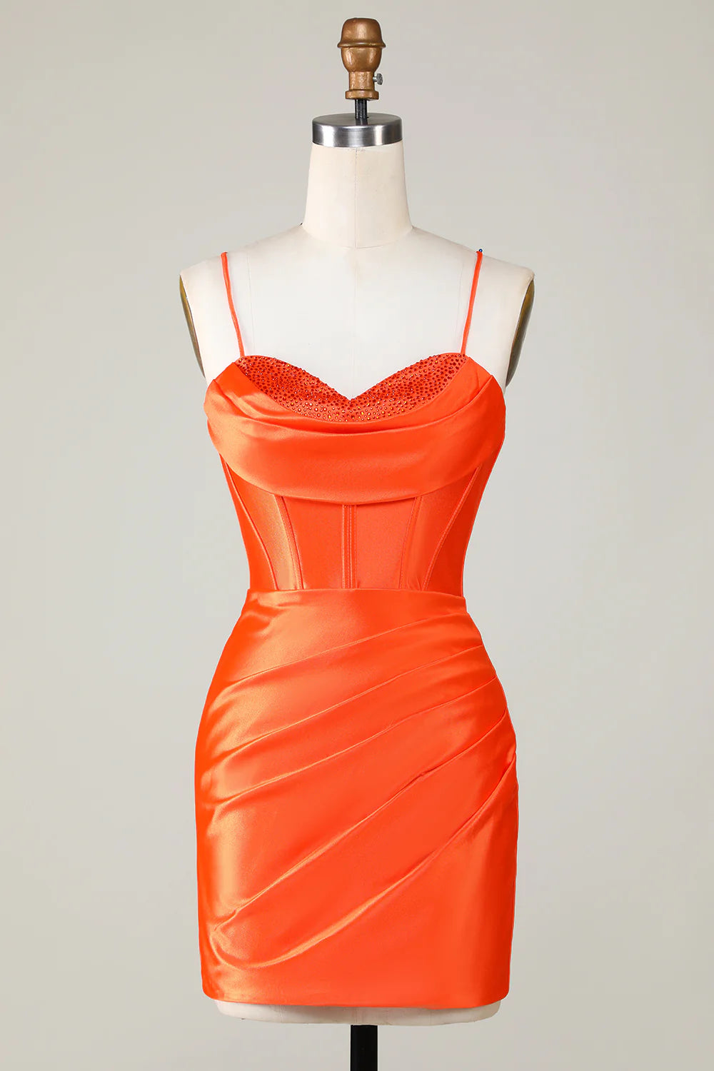 Special Discount Tight Orange Beaded Corset Short Homecoming Dress