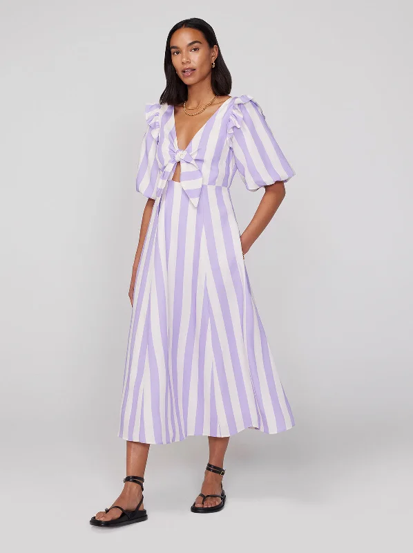 Special Offer Pia Lilac Stripe Tie Front Dress
