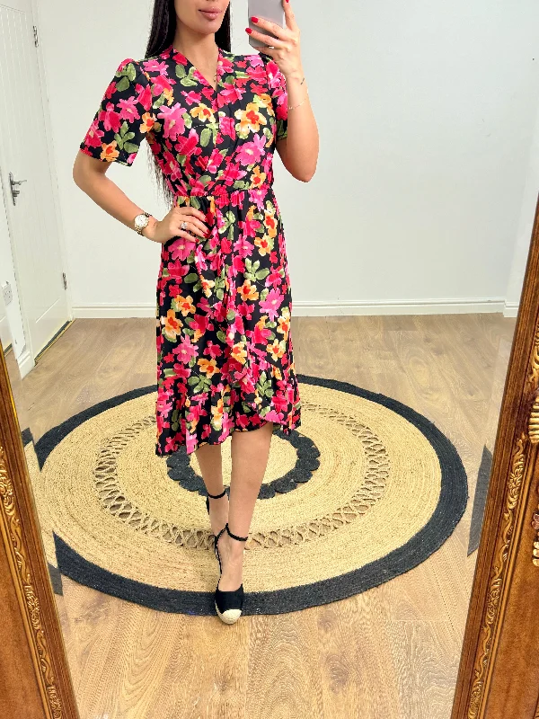 Exclusive Savings Renate Floral Print Wrap Effect Dress