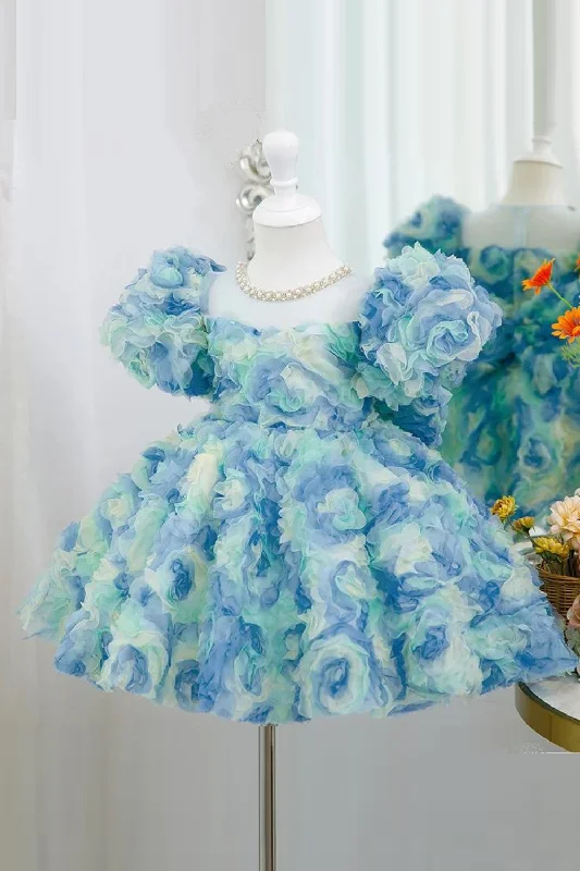 Buy More, Save More Children's Summer Dress Birthday Party Rose Bubble Sleeve Girls Princess Dress Puffy Dress