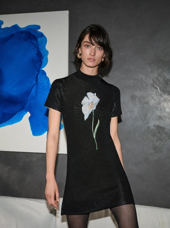 Customer Appreciation Sale Jamie Black Poppy Knit Mini Dress