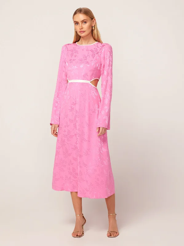 Price Smash Blythe Pink Floral Jacquard Dress