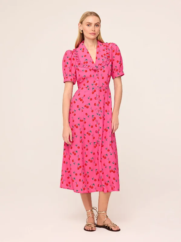 Unbeatable Prices Bethany Pink Cherry Tea Dress
