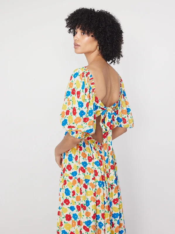 Savings Galore Gianna Tie Back Yellow Floral Maxi Dress
