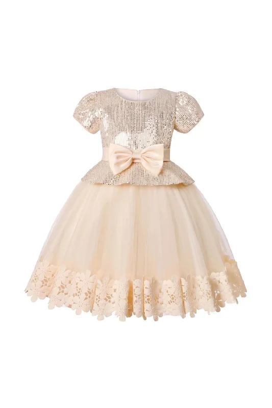 Limited Edition Girl Sequins Christmas Dress Lace Hem Kids Birthday Princess Clothing Toddler Infant Golden Bow Children Gowns Limited Edition Girl Sequins Christmas Dress Lace Hem Kids Birthday Princess Clothing Toddler Infant Golden Bow Children Gowns
