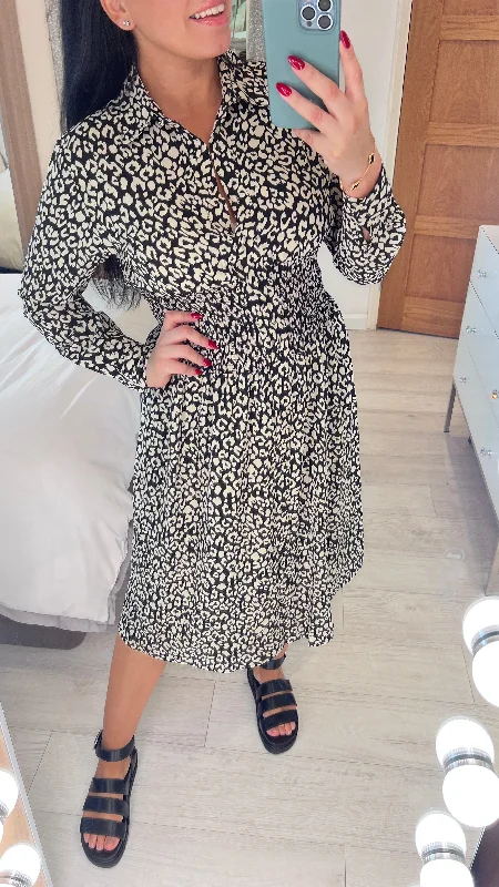 Year-End Sale Yeshim  Cheetah Print Elasticated Waist Dress