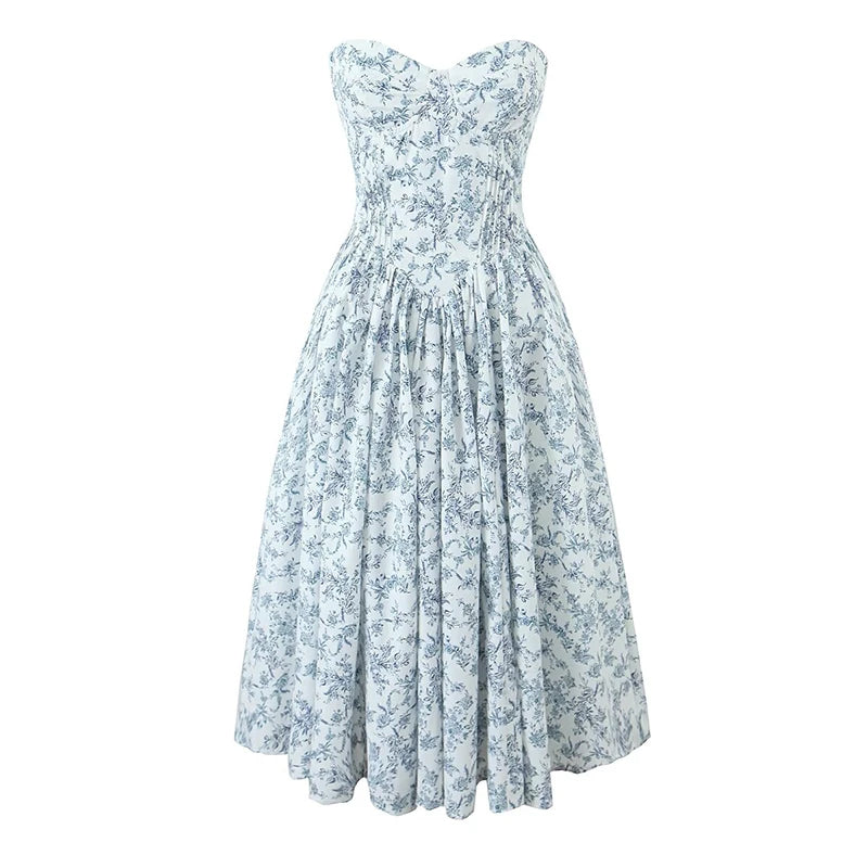 Stock Up and Save Women Elegant Floral Strapless Dress Summer Holiday Fit And Flare Clothing Stock Up and Save Women Elegant Floral Strapless Dress Summer Holiday Fit And Flare Clothing