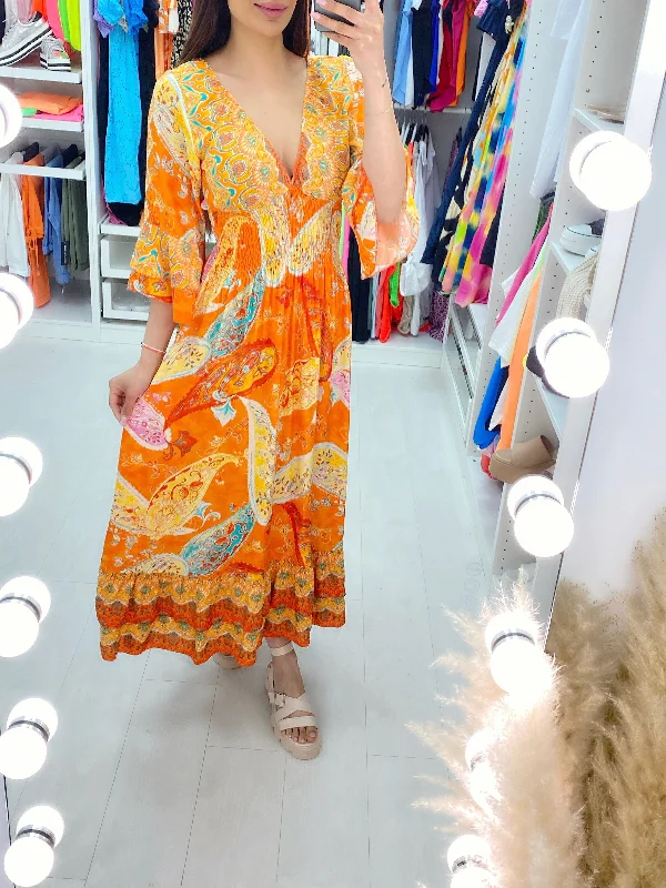 New Deals Selin Abstract Print Ruffle Hem Dress