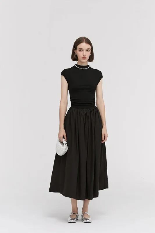 Can't Miss Women Summer Vintage Elegant Black Midi Long Dress Lady France Chic Slim Fit