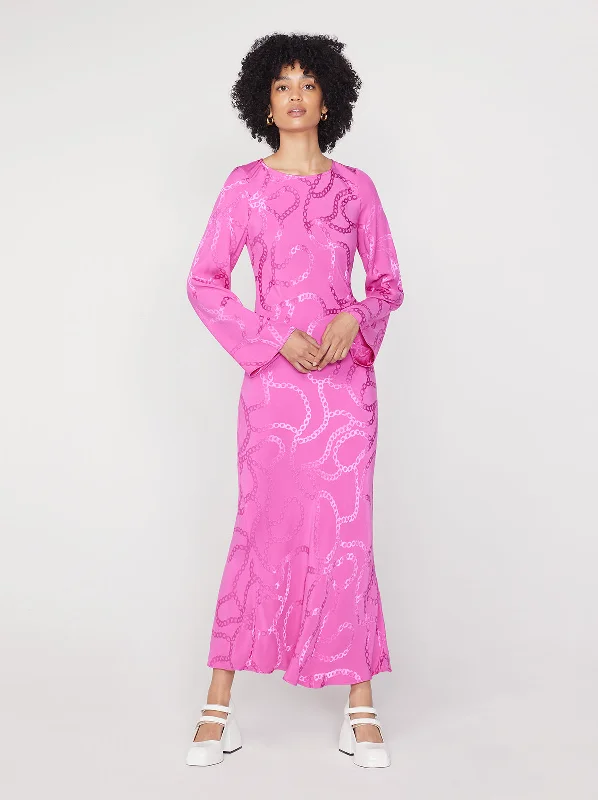 Great Deals Keira Pink Chain Jacquard Maxi Dress