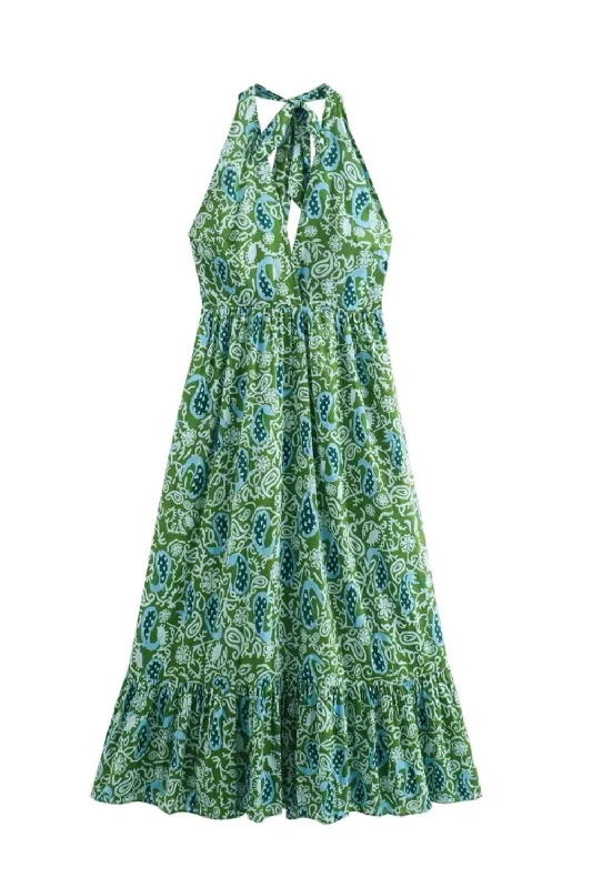Online Specials Summer Women Elegance Backless Sleeveless Hanging Neck Dress