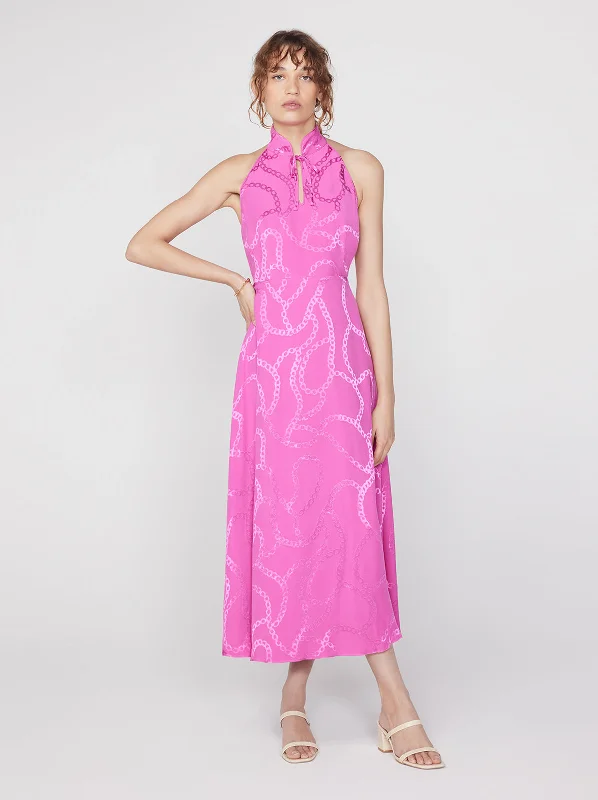 Final Markdown Tali Pink Chain Jacquard Halterneck Dress