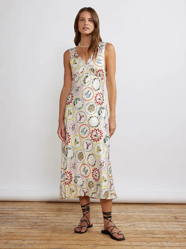 Grand Opening Sale Claire Vintage Plates Slip Dress