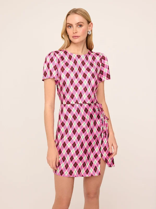 Deal Alert Riley Pink Argyle Print Mini Dress