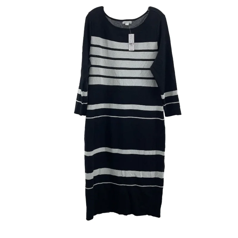 Don’t Miss Out New York & Company Black Striped Womens Long Sleeve Sweater Dress XL NWT