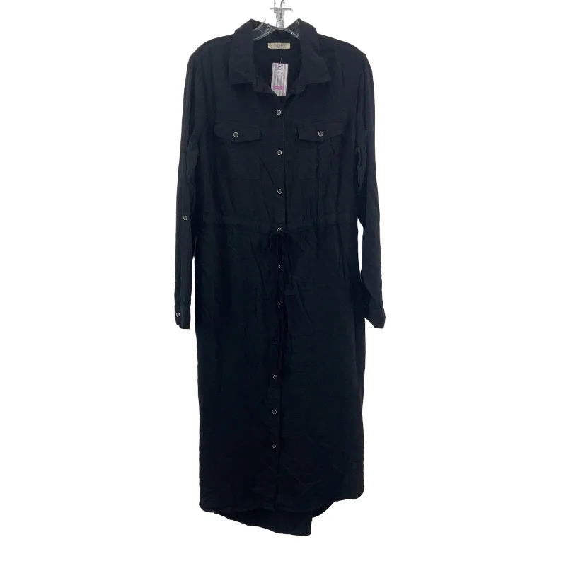 Online Only Lovestitch Women's Black Tencel Maxi Shirt Dress L New With Tags
