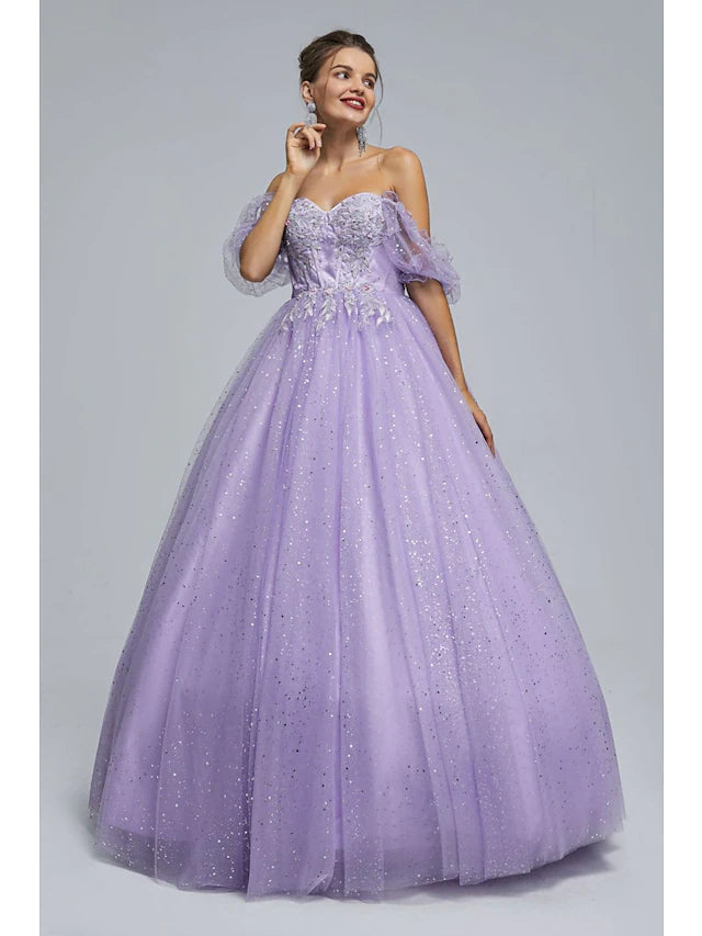 Low Prices Prom Dresses Princess Dress Graduation Floor Length Short Sleeve Sweetheart Tulle with Sequin Appliques Low Prices Prom Dresses Princess Dress Graduation Floor Length Short Sleeve Sweetheart Tulle with Sequin Appliques