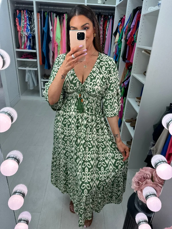 New Markdowns Mica Baroque Print Tassel Detail Magic Dress
