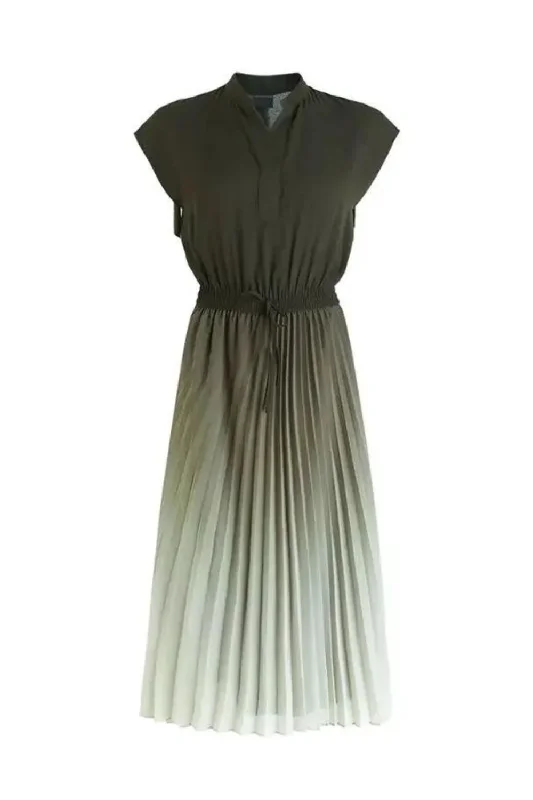 Great Deals Gradient Pleated Vintage Chiffon Women Sleeveless Elastic Waist Lace up Elegant Dresses For Women Great Deals Gradient Pleated Vintage Chiffon Women Sleeveless Elastic Waist Lace up Elegant Dresses For Women